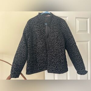 Chico’s Women's Black Leopard Print Jacket - 2 (Large)